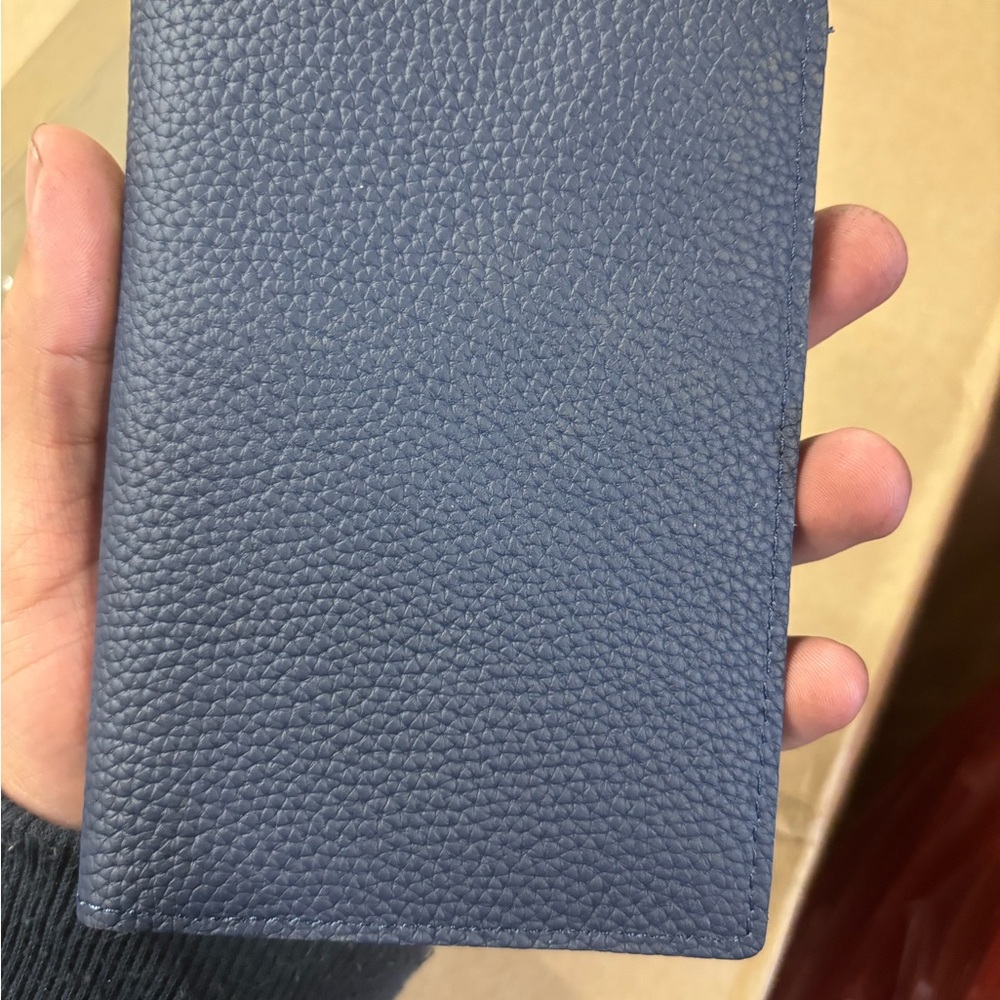 Blue & Beige Leather Passport Holder